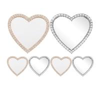 SHINEOFI 6pcs Rhinestone Heart-shaped Mirror Phone Charms Bling Stick-on DIY Decoration Metal Glass Ornaments for Phone Case Birthday Women