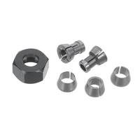 SHINEOFI 6pcs Router Collet Chuck Set, M17x1 Nut, Steel, 5 Sizes 6/6.35/8/9.52/10mm, Rapid Bit Change, for CNC Machine Tool Chuck, Woodworking and Engraving