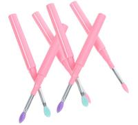 SHINEOFI 6pcs Silicone Lip Brush with Cap for Lipstick and Eye Shadow, Gentle Application Makeup Applicator in Pink Plastic Material, Travel Brush for Women