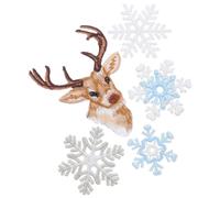 SHINEOFI 6PCS Snowflake Iron on Patch - Winter Christmas Snowflakes Embroidered Applique Sew on Reindeer Patches for Clothing Jeans Hat Backpacks Hats Jackets