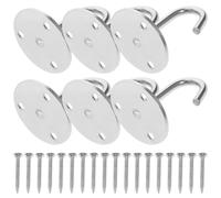 SHINEOFI 6pcs Stainless Steel Ceiling Hooks Heavy-Duty Screw-in Hanging Hooks with Long Screws and Expansion Anchors for Cabinet, Mug, Coat and Light Fixtures in Home Use