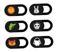 SHINEOFI 6Pcs Ultra Thin Adhesive Privacy Covers for Laptop Tablet Phone Camera Slide Protectors with Cute Cartoon Animal Designs Prevent Hackers Spying and Compatible with Closed Laptop