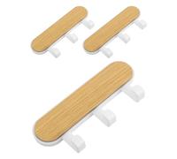 SHINEOFI 6pcs White Wooden Wall-Mounted Coat Hat Key Rack with 3 Hooks, Rustic Industrial Style Hook Rail for Bathroom, Kitchen, Bedroom Storage and Organization