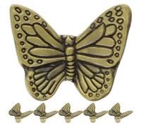 SHINEOFI 6pcs Zinc Alloy Butterfly Drawer Knobs with Single-Hole Vintage Design, Safe Touch and Versatile Application for Closet Doors and Wardrobe Revamps