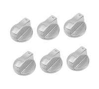 SHINEOFI 6Pcs Zinc Alloy Gas Stove Knobs, Silver Brushed Metal Replacement Knobs, Universal Fit for Cooker Control Switches, Kitchen Appliance Parts