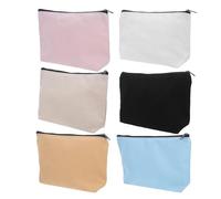 SHINEOFI 6pcs Zippered Canvas Pencil Bags Makeup Pouches Travel Utility Organizer Stationery Storage for Women Office School Work