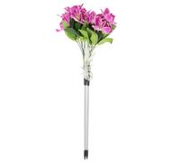 SHINEOFI 7-Head Solar Powered Red Rose Swinging Flower Lights, Waterproof Outdoor LED Garden Stake Lamp with Firefly Effect, Purple Orchid Dual-Head Solar Yard Decorations for Pathway and