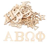 SHINEOFI 72Pcs Wooden Letter Cutouts Smooth Unfinished Wood Letters for DIY Crafts and Painting Includes and Greek Alphabet Slices Safe Non-Sharp Edges for Creative Decor and Projects