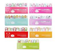 SHINEOFI 7pcs Cartoon Self Stick Notes Paper Tabs for Study Notes and Books | Colour Coded Reminders, Compact Paper Design, Quick Information Retrieval, for Students and Textbooks Random Style
