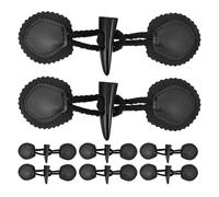 SHINEOFI 8 Pairs Sew-on Toggle Buttons Vintage Horn Shape Resin Pu Leather Coat Toggle Buttons and Shape Retention for Knitwear Jackets in Autumn and Winter Classic Black for Different