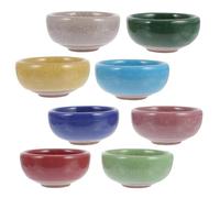 SHINEOFI 8pcs Ceramic Succulent Flower Pot Set with Ice Crack Design Mini Planting Pots for Small Flowers and Succulents Practical and Decorative for Home Gardening