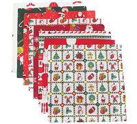 SHINEOFI 8pcs Christmas Cotton Quilting Fabric Bundles Classic Patterns 25x25cm Square Sheets for Crafting