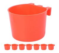 SHINEOFI 8pcs Red Plastic Bird Feeding Dish Cups for Pigeon and Rabbit Installable on Bird Cage Washable Feeding Bowls Suitable for Cage Use
