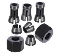 SHINEOFI 8Pcs Router Collet Chuck and Nut Set 6/6.35/8Mm Carbon Steel Precision Collet Adapter Kit for Engraving, Milling and Trimming Machines in Woodworking and CNC Tools