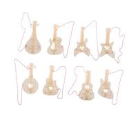 SHINEOFI 8pcs Rustic Wooden Guitar Cutouts for DIY Coloring Craft Unfinished Thanksgiving Ornaments Music Decor Fall Party Supplies for S Creative Projects