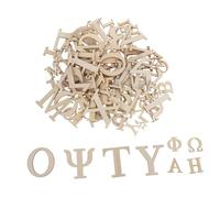 SHINEOFI 96pcs Wooden Greek Alphabet Letters for Handpolished Smooth Wood Tiles Safe Educational DIY Craft Set for Learning Home Classroom and Wall Decor
