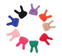 SHINEOFI 9pcs Miniature Knitted Doll Hats with Rabbit Ears Handmade Tiny Beanie Caps for Dolls Mini Knitting Craft Accessories Portable Easter Decorations and Wine Bottle Toppers