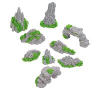 SHINEOFI 9pcs Miniature Resin Rockery Set for Aquarium and Chinese Garden Decor, Mini Artificial Mountain View Stones for DIY Micro Landscape, Fish Tank and Desktop Ornament