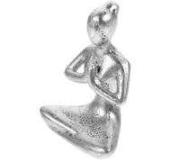 SHINEOFI Abstract Silver Resin Thinker Statue, Elegant Desktop Sculpture for Home and Yoga Studio Décor, Compact Art Ornament for Living Room and Office