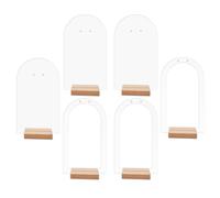 SHINEOFI Acrylic Earring Display Stand 6pcs with Wooden Base, Arch Style Jewelry Organizer for and Drop Earrings, Stable Desktop Rack for Retail and Home Use