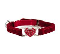 SHINEOFI Adjustable Cat Heart Collar Rhinestones Cat Neck Chain and Bell for Pet Kitten Pet Collar