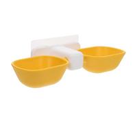 SHINEOFI Adjustable Height Pet Hanging Double Bowl, Anti-spill Plastic Dog and Cat Feeder with Water and Food Compartments, Yellow Elevated Puppy Feeding Bowl for Home and Travel