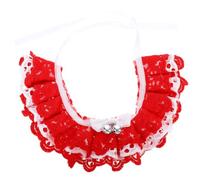SHINEOFI Adjustable Pure Cotton Puppy Lace Collar in Red, Cozy and Fashionable Kitten Neckwear Decor for Small Dogs and Cats at Parties