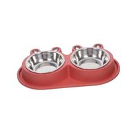 SHINEOFI Ant Cat Bowl Moat Design Double Feeding Dish for Small Medium Cats Stainless Steel No Spill Pet Feeder Plastic Base
