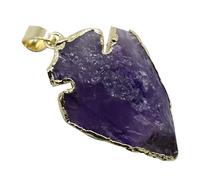 SHINEOFI Arrowhead Shape Agate Stone Pendant Charm for Women DIY Jewelry | Purple Finish, Mini Hanging Circle Ring Design, Easy Chain or Lanyard Wearing for Sweater Zipper Decor