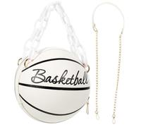 SHINEOFI Basketball Shape Crossbody Bag PU White for Girls Working Camping