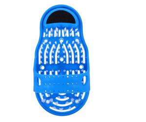 SHINEOFI Blue for Dual Shower Scrubber Design with Bristle Foot and Suction Cup Base Non-Slip Cleaner Washer Home Use Feet Suitable for Seniors and Those with Limited Mobility