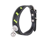 SHINEOFI Bone Shape Pet Collar, Pet Collar with Bell, Reflective Pu Leather, Adjustable, for Cat and Dog