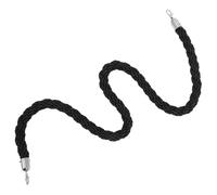 SHINEOFI Braided Hotel Queue Rope Barrier 1.5M Black Twisted Crowd Control Rope with Silver Snap Hooks for Ceremony and Welcome Post Stanchions