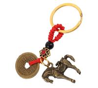SHINEOFI Brass Feng Shui Car Pendant Horse Keychain Protective Amulet Rearview Mirror Hanging Charm for Attracting Driving Accessories