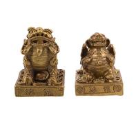 SHINEOFI Brass Feng Shui Pi Yao Lucky Figurines Pair Artistic Craftsmanship Table Ornament for Prosperity and Business Openings with Minimal Care