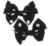 SHINEOFI Bridal Bow Shoe Clips 1 Pair Black Cloth Material Clip-On Shoe Decorations for Women Work and Parties