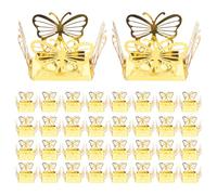 SHINEOFI Butterfly Hollow-out Candy Boxes 50pcs Gold Paper Wrappers Decorative Chocolate Packaging for Valentine’s Day Party Favors and Baby Shower Treat Holders