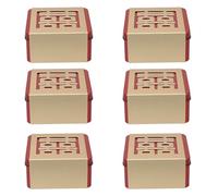 SHINEOFI Candy Boxes Traditional Wedding Favour Boxes Red 6pcs Tinplate with Chinese Hollow Design Square Shape for Storing Small Accessories and Jewelry for Wedding and Present Packaging