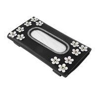 SHINEOFI Car Tissue Holder for Visor Pu Leather Napkin Box with Diamond Flower Design Hanging Tissue Case for Car Sun Visor Black Vehicle Accessory