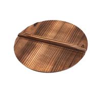 SHINEOFI Carbonized Wooden Wok Lid Cover Round Flat Design Pot Cover Lid for Frying Pans Skillets Lightweight Heat-sealing Asian Cookware Accessory