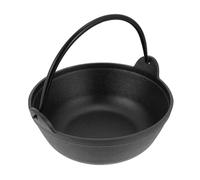 SHINEOFI Cast Iron Cauldron Pot 19Cm Small Dutch Oven Camping Cookware Non-Stick Outdoor Saucepan Single Handle Cooking Pot for Picnic and Home Use
