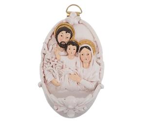 SHINEOFI Catholic Holy Water Font Resin 5-inch Ivory White Wall Hanging Jesus Holy Water Holder for Home Entrance Church Easter Religious Decorations Gift for First Communion Confirmation