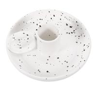 SHINEOFI Ceramic Candlestick Holder for Wood Incense Sticks Stable Flat-bottom Incense Burner Tray for Desktop Decoration Portable White Speckled Ceramic Candle Stand for Meditation and