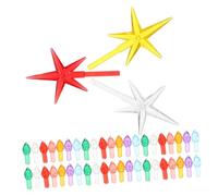SHINEOFI Ceramic Christmas Tree Replacement Bulbs Star Toppers Plastic Flame Shape Lights Multi-color 100pcs with 3pcs Pentagram Stars for Xmas Party Decoration