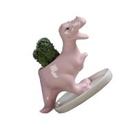 SHINEOFI Ceramic Dinosaur Flower Pot with Tray Pink Succulent Planter