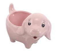 SHINEOFI Ceramic Dog Shaped Planter Cartoon Puppy Flower Pot for Small Succulents and Cacti Glossy Finish Nursery Desk Decoration Cute Animal Indoor Garden Accent