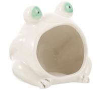 SHINEOFI Ceramic Hedgehog Hideout Frog Shape Cooling Nest for Small Pets and Hamsters, Wear-resistant and Safe Pet Sleeping House for Summer Rest