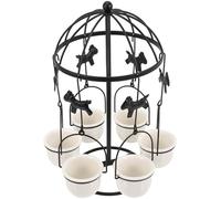 SHINEOFI Ceramic Succulent Flower Pot Set with Black Iron Frame Merry-Go-Round Design, Rotatable Indoor Window Sill Planter for Home Office Decor