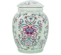 SHINEOFI Ceramic Tea Canister for Light Green 300ml, Airtight Storage Jar Retro Simple Design Loose Tea Dried Fruit Snacks Kitchen Storage Container