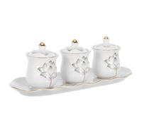 SHINEOFI Ceramic Worship Cup Set with Lotus Design and Tray, Porcelain Buddha Offering Bowl for Home and Meditation Rituals, White and Gold Sacred Water Chalice for Temple Use